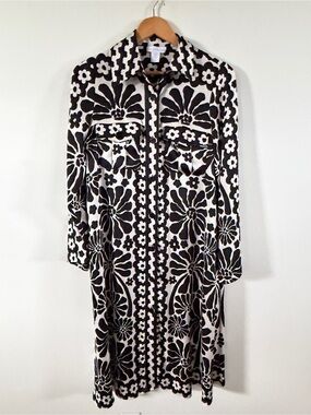 House of Harlow 1960 Black and White Floral Shirt Dress XS
